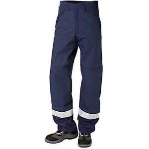 JAK Workwear 12-12001-046-096-90 model 12001 EN ISO 1149-5 antiflame broek marineblauw maat EU 54/96 binnenbeenlengte 90 cm, marineblauw/koningsblauw