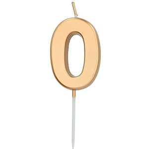 Folat 24140 Taartkaars met cijfer 0, goud, 5 cm, verjaardagskaars, verjaardag, decoratie voor kinderen, feesten, bruiloften, bedrijfsfeesten, verjaardagen