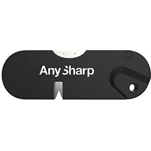 AnySharp - Draagbare messenslijper, voor kamperen, vissen, outdoor, aansteker, hardmetalen en diamantslijpgereedschap, zwart