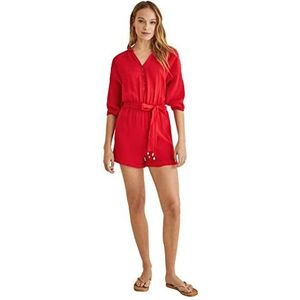 Women'secret Korte jumpsuit van 100% katoen rood jumpsuit dames, rood/koraal