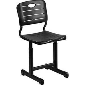 Flash Furniture In hoogte verstelbare studentenstoel, zwart met zwart frame