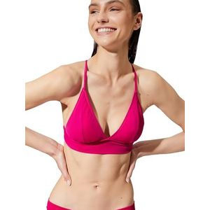 Koton Bralette Criss Cross Tie Driehoek Bikinitop Badpak voor dames, Fuchsia (340)