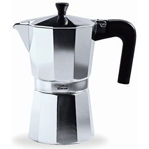 Lacor - 62026 – Italiaans koffiezetapparaat Turin, espressomachine, gegoten aluminium, geschikt voor alle warmtebronnen behalve inductie, capaciteit 6 kopjes, glanzende afwerking