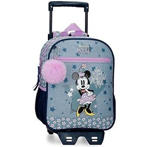 Disney Minnie Style Voorschoolrugzak met trolley, blauw, 23 x 28 x 10 cm, polyester, 6,44 l, blauw, Mochila Preescolar con Carro, kleuterrugzak met trolley, Blauw, Voorschoolrugzak met trolley