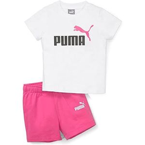 PUMA Minicat Set T-shirt en shorts Joggingpak Unisex Kinderen Parelmoer Wit Roze, 68
