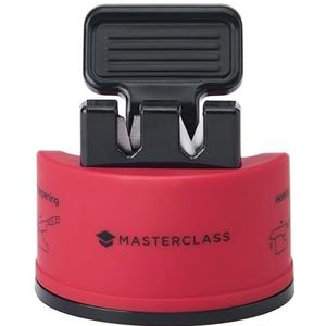 MasterClass Smart Sharp dubbele messenslijper met 2 messen voor het slijpen en slijpen van roestvrijstalen en keramische messen, rood