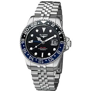 Elysee GMT Pro 80590, 80591, 80592, 80593, 80594, 80598, 80599, 80600 quartz horloge, zilver/zwart/blauw, Armband