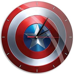 ERT GROUP Origineel en officieel gelicentieerd Marvel wandklok Captain America 001 Marvel Red Silence uniek design met gelakte metalen wijzers, 30,5 cm