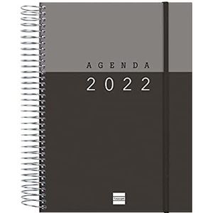 Finocam, Agenda 2022, 1 dag, pagina van januari 2022 tot december 2022 (12 maanden), E10, 155 x 212 mm, spiraalbinding, zwart, Catalaans