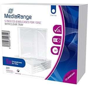 MediaRange BOX31-2 CD-behuizing voor 1 schijf, 10,4 mm, transparant, 5 stuks