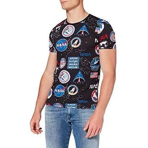 ALPHA INDUSTRIES NASA AOP T-shirt voor heren, zwart.