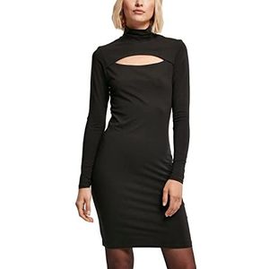Urban Classics Dames Stretch Jersey rolkraag jurk zwart XS, zwart.