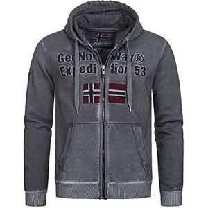 Geographical Norway Gimdo Men Sweatshirt met capuchon en zak, kangoeroe-sweatshirt voor heren, logo-shirts voor heren, sweatshirt met lange mouwen, donkergrijs