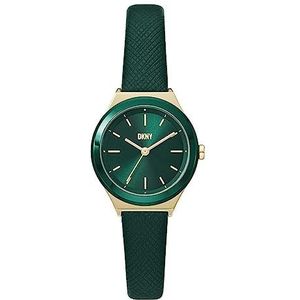 DKNY Watches DE NY6629 dames polshorloge analoog kwarts leren band groen, Groen, Strepen