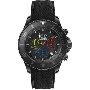Ice-Watch ICE Chrono Herenhorloge met gestructureerde siliconen armband (Large - 44 mm), Zwart