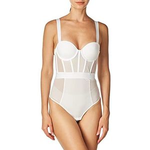 DKNY Sheers Bodysuit voor dames, zonder bandjes, wit, 100C, Wit