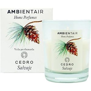 Ambientair Home Parfum. Geurkaars wilde ceder, cederluchtverfrisser, geurkaars voor thuis, aromatherapie, glazen kaars voor binnen 30 uur.