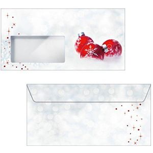 SIGEL DU039 enveloppen kerstballen rood DL (11 x 22 cm), 25 stuks