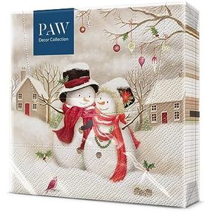 PAW - papieren servetten, 3-laags (33 x 33 cm), 20 stuks, papieren servetten met kerst-, winter- en snoepmotief, ideale tafeldecoratie voor Kerstmis (Kerstkabouters)
