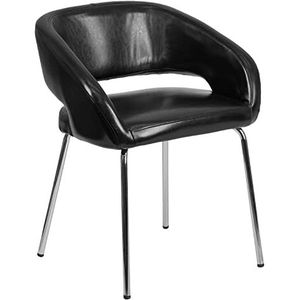 Flash Furniture Fusion Series Ontvangststoel, modern leer, 63,5 x 58,4 x 33,02 cm, zwart