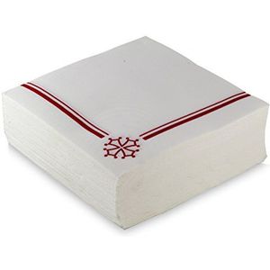 Morigami, Handdoeken in standaardformaat, 1/4-voudig, 50 servetten, met kanten afwerking, rood oczitaankruis