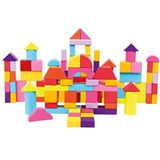 Mertens drumblok met 100 delen, speelgoed voor kinderen vanaf 1 jaar (kleurrijke en gevormde bouwstenen, maat: XL, voorbeelden van vormen voor inspiratie in het deksel), meerkleurig