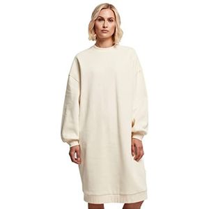 Urban Classics Midi-jurk voor dames, oversized, bio-jurk, ronde hals, midi, Whitesand