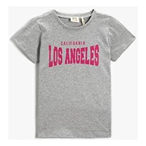 Koton T-shirt voor meisjes, korte mouwen, stadsprint, lichtgrijs (krm), 7-8 jaar, lichtgrijs (krm)