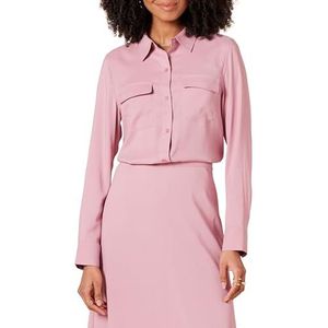 Amazon Essentials Chemise en georgette à manches longues et poches coupe décontractée pour femme, mauve, taille XS