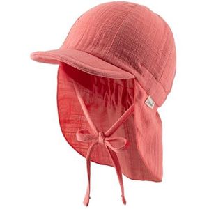 Sterntaler Casquette unisexe avec protège-nuque en mousseline de coton avec cordon de serrage, corail, 47