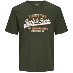 Jack & Jones Jjelogo Tee Ss O-hals 2 Col Aw24 S Pls T-shirt heren, Groen - Oranje - Wit