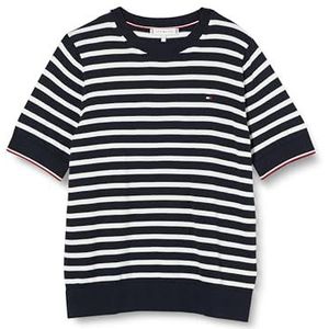 Tommy Hilfiger Co Jersey Stitch C-nk Ss Sweater Ww0ww38724 Damestrui, Desert Sky/Ecru Stp