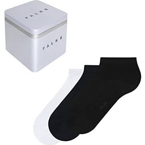 FALKE Happy Box effen sokken voor dames, 3 stuks, ademend, katoen, versterkte lage sokken, zacht op de huid, platte naad met effen tenen voor alle doeleinden, multipack 3 paar, Veelkleurig (uitgang