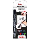 Pentel MWL5SBF-4Maxiflo Flexfeel Whiteboard-marker met flexibele punt, 4 stuks