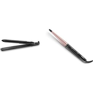BaByliss Boucleur Professionnel Conical Wand en Quartz-Céramique C454E 13-25 mm & Lisseur Sleek Finish 230 avec Températures Digitales et plaques Tourmaline-Céramique ST255E 28.4 x 3 cm