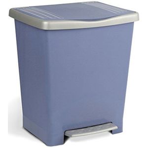 TATAY Keukenafvalemmer met pedaal, Millennium, 21 l, matte afwerking, binnen en buiten, voor zakken van 20 tot 30 l, robuuste kunststof, BPA-vrij, 33,5 x 30 x 39 cm, blauw