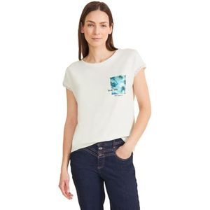 Street One T-shirt à col rond pour femme, Blanc cassé., 48