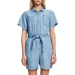 ESPRIT Combinaison courte en denim Tencel™, Blue Light Washed, L