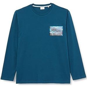 s.Oliver Heren T-shirt met lange mouwen, Blauw/Groen (693)