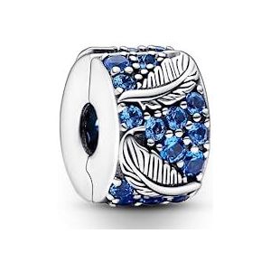 Pandora Moments 792552C01 blauwe zirkoonclip, één maat, zilver, kubische zirkonia, Zilver, Kristal