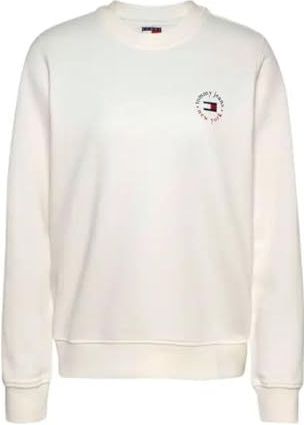 Tommy Jeans Sweat-shirt TJW REG ESSENTIAL LOGO 2 CREW pour femme, blanc, S, Blanc (écru), S