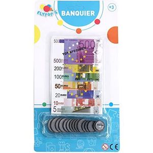 FLYPOP'S - Valse bankbiljetten en euromunten - Imitatiespel - 030202LIN - Veelkleurig - Kunststof en papier - Winkelwagen - Kinderspeelgoed - 29 cm x 16 cm - Vanaf 3 jaar