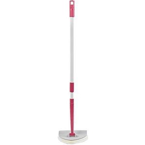 Kleeneze KL076533EU7 Multifunctionele badkamerreiniger met uittrekbare handgreep, puntige rand, perfect voor douches, spiegels en tegels, grijs/roze