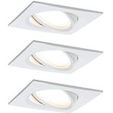 Paulmann Nova Plus 93878 LED inbouwplafondlamp met basisset ronde hoek 84mm 50° 3x6W 230V dimbaar 2700K geborsteld ijzer inbouwspot