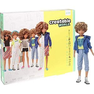 Mattel Creatable World GGG56 pop om te personaliseren met blond krullend haar, kleding en accessoires, creatief speelgoed voor kinderen vanaf 6 jaar, GGG56