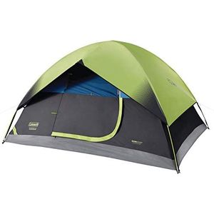 Coleman Koepel Camping Tent | Donkere Kamertent Met Eenvoudige Installatie, Groen/Zwart/Blauwgroen, 4 Personen