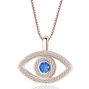 Yifnny Boze oog ketting, blauwe boze oog hanger ketting met kubieke zirkonia geluk amulet ketting Griekse beschermende sieraden voor vrouwen meisjes, Metaal