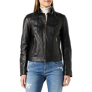 HUGO Lasanna Damesjas Leather_Jacket Black 1, XXL, Zwart 1