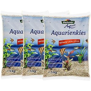 Dehner Aqua Set van 3 zakjes aquariumkorrels 1-2 mm wit 3 x 5 kg (15 kg)