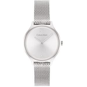 Calvin Klein Analoog kwartshorloge voor dames met Milanese armband van zilverkleurig roestvrij staal - 25200058, zilver., Riem